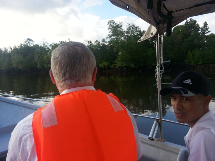 Last minute tours featuring spotting for proboscis, crocodiles and Irrawaddy dolphins from the boat 