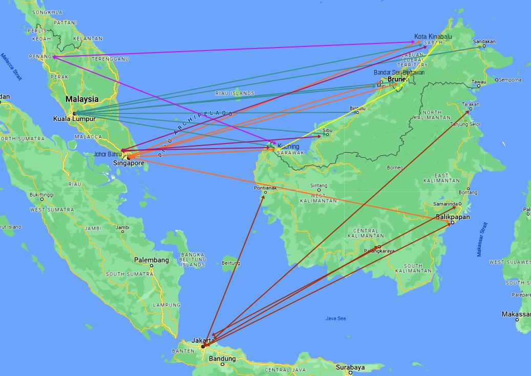 Flight Routes to Borneo | Paradesa Borneo