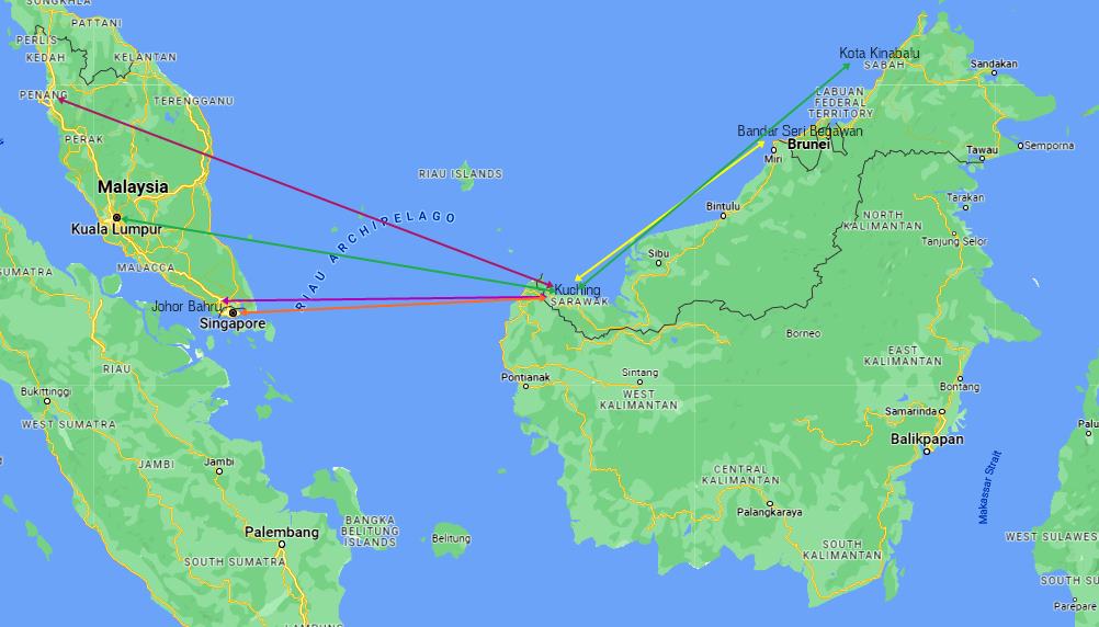 Flight Routes to Kuching, Sarawak | Paradesa Borneo