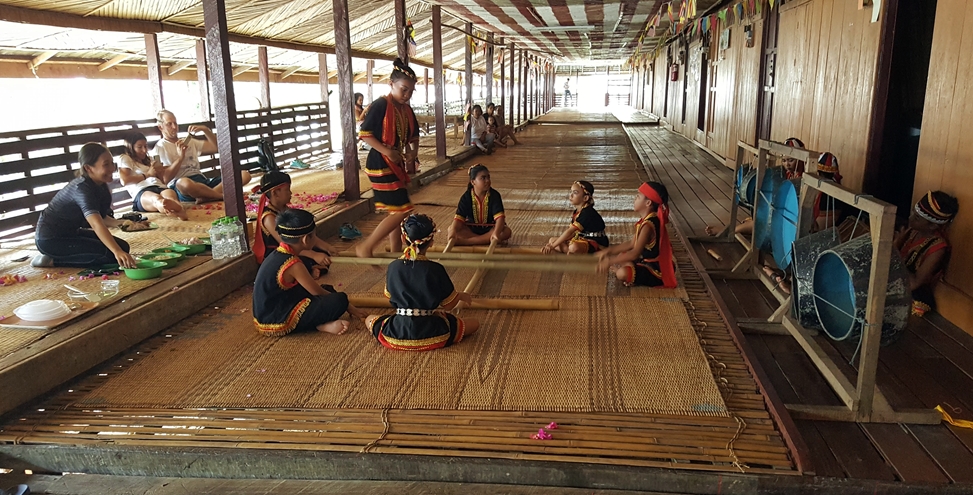 Bamboo dance participation is a Bidayuh longhouse culture experience